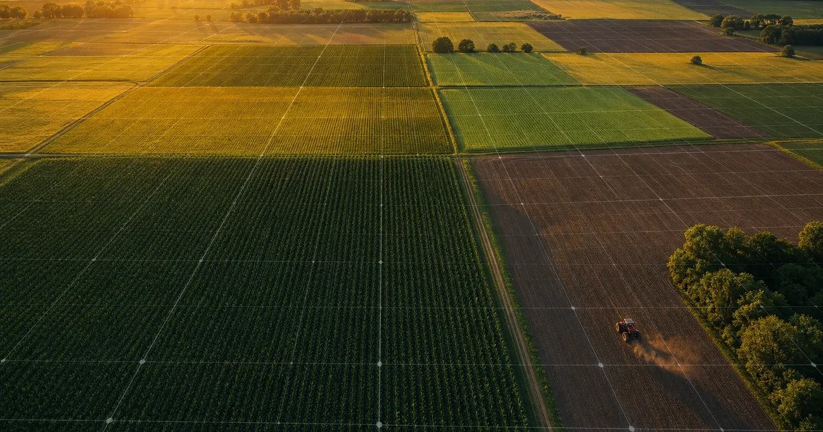 Farm fields measured on a map, explaining N-P-K fertilizer formula