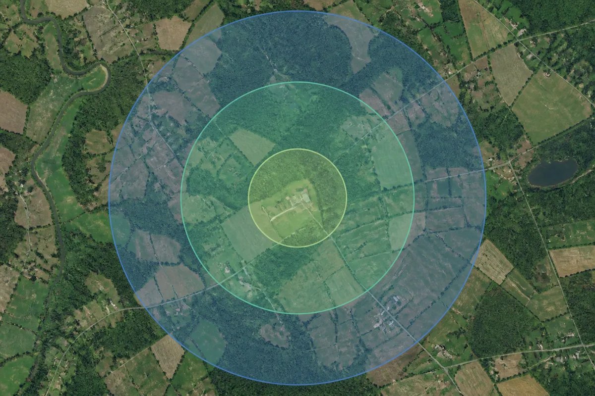 Multiple radius circles on one map for coverage tiers